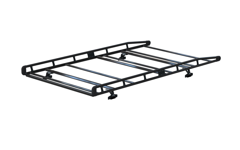 AluRack w/ Rear Roller and Roof Channels - for Ford E-Series - Black