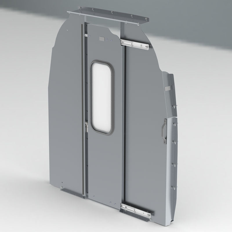 Cloisons de sécurité avec porte d'accès coulissante et fenêtre en verre trempé - Sprinter 144" HR / 170" HR/HRE - LQ-3068-DH