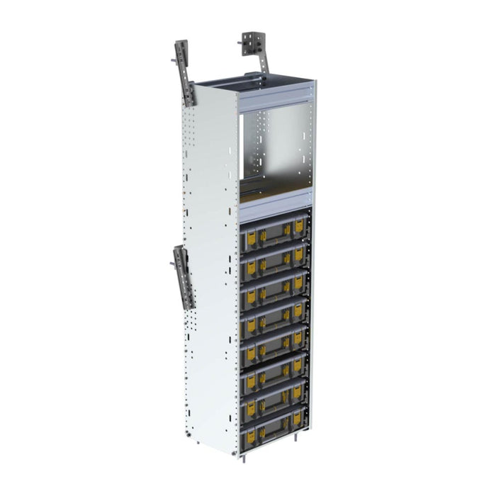 Partskeeper Parts Organizer Aluminum Storage Cabinet w/ 8 Carry Cases & 2 Shelves – C5-PA18-8