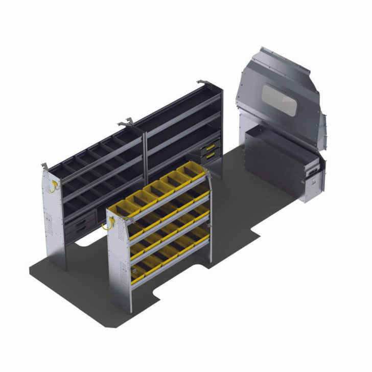 Aluminum Van Shelving Package, Mercedes Sprinter, 170” WB – DHL-27