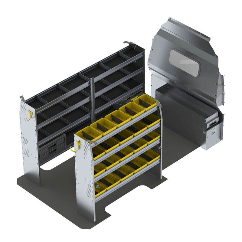 Contractor and Electrician Aluminum Van Shelving Package, Mercedes Sprinter, 144” WB - DHS-27
