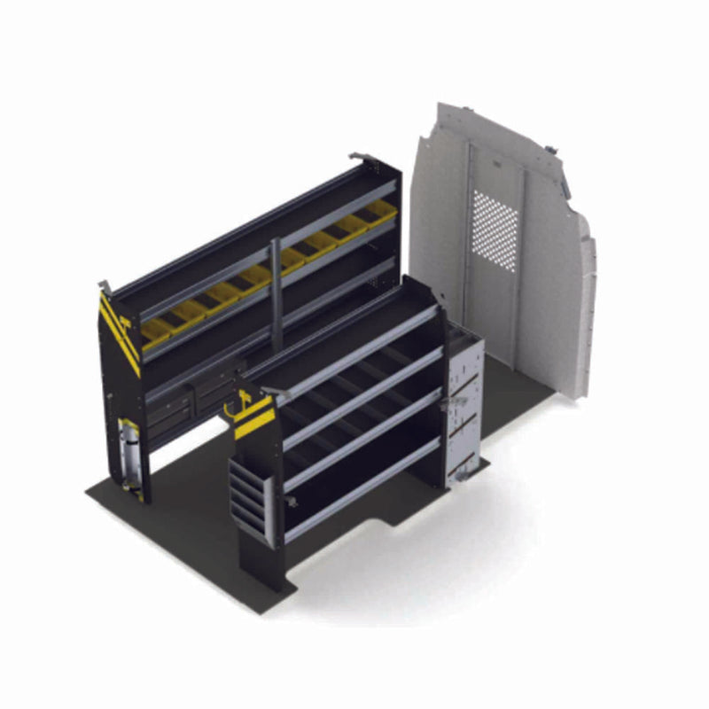 Ensemble d'étagères pour fourgonnette avec système de chauffage, ventilation et climatisation, Ford Transit / Ford E-Transit électrique à toit surélevé – FTH-12