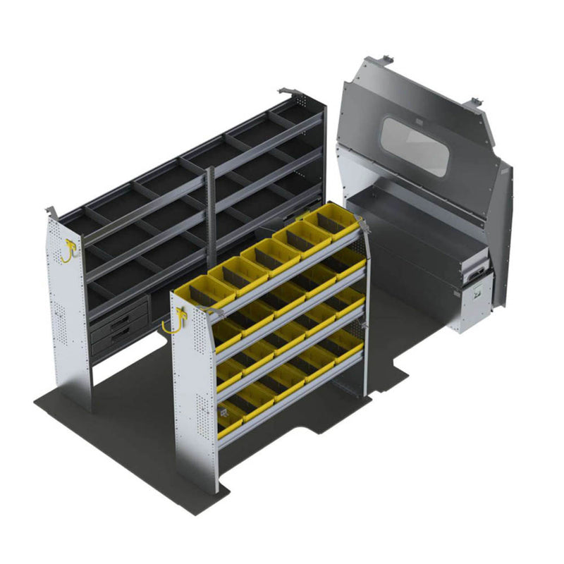 Contractor and Electrician Aluminum Van Shelving Package, Ford Transit / Electric Ford E-Transit Medium Roof, 148” WB - FTM-27