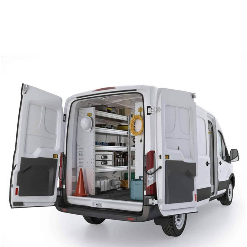 Contractor and Electrician Aluminum Van Shelving Package, Ford Transit / Electric Ford E-Transit Medium Roof, 148” WB - FTM-27